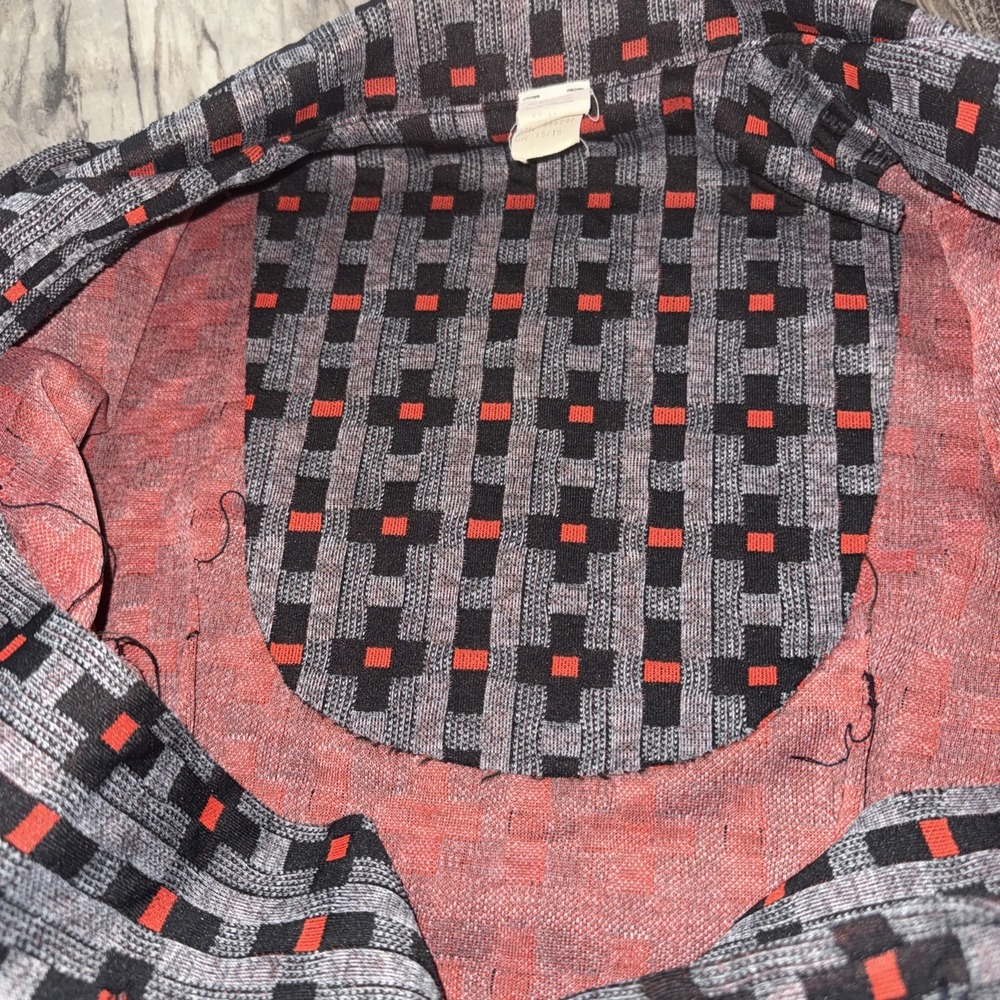 Vintage Women's 2 Button Blazer Jacket Polyester Gray Black Red Design 15/16 - Picture 8 of 13
